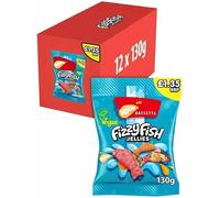 Aishlo Maynards Bassetts Juicies Sweets, Bursting With Fruity Flavours, Bag (Pack of 10) (12 x 130g, Fizzy Fish)