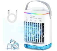 AISHNA Portable Air Cooler, 4-in-1 Portable Air Conditioner, Mini Air Conditioner with 4 Wind Speed & 7 Colour Lights & 700ml Water Tank&2-8H Timer, Evaporative Air Cooler for Home, Office, Bedroom