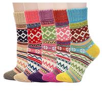 AISHNE Women Winter Socks Thermal Wool 5 Pairs-Assorted Patterns Gift 4-6
