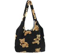 Aisi Girls Cute Bear Plush Shoulder Bag Women Large Tote Handbag Purse Faux Fur Shopping Dating Bag