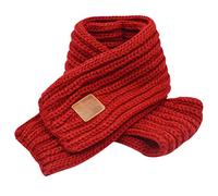 AiSi Kids Solid Color Soft Warm Knitted Scarf Wine Red