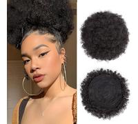 AISI QUEENS Extra Large Afro Drawstring Ponytail Natural Looking Curly Synthetic Hairpiece Updo Hair Extension with Clips Extra Large Size (2#)