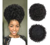 AISI QUEENS Extra Large Afro Puff Drawstring Ponytail for Women,Big Black Afro Kinky Curly Hair Bun Synthetic Hairpieces Clip in Hair Extensions for Black Women Girls (Extra Large,1B#)