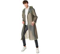 AiSi Rain Mac, Portable Translucent Hooded Long Rain Jacket EVA Raincoat Unisex Rain Poncho Waterproof Rainwear for Traveling Walking Cycling Motorbiking
