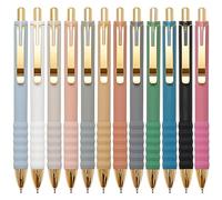 Aisibeiger Ballpoint Pens Black Ink Ball Point Pen with Super Soft Grip Medium Point 1.0mm Office Pens (Gold 12-count)