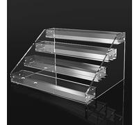 AISIDERK 12" Acrylic Riser Display Stands - 4 Tier Clear Acrylic Display Shelf, Double Sided Usable, Makeup Organizer Perfume Organizer, Acrylic Shelves for Funko Pop Figures , Cupcake, Candy Food
