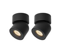 Aisilan 2 Pack Black Spotlights Indoor, Dimmable LED 7W Single Rotatable Ceiling Spot Light Aluminum Warm White Surface Mount Spotlights for Bedroom Living Room Corridor