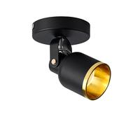 Aisilan Dimmable Single Ceiling Spotlight Black and Gold, Adjustable Indoor Accent LED Wall Ceiling Spot Light Fitting for Kitchen Bedroom Hallway, 3000K, 9W