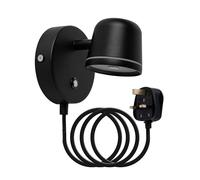 Aisilan Plug-in Black Wall Light 3 Colour Temps - 5W Wall Sconce Dimmable Adjustable LED Wall Mounted Lights with Touch Switch for Bedroom Night Light, Wall Spotlight for Art