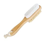 Aisilk Foot Natural Bristle Brush & Pumice Stone Combo W/Rope wooden handle - Exfoliator Pedicures Calluses Remover - Smoother Body skin, feet, elbow Scrubber for Massage SPA Sauna and more