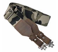Aisin Gioro Slings, 2" Wide Weave Cotton Slings with Double Layer Crazy Horse Leather Ends(Green camouflage)