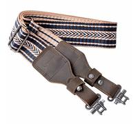 Aisin Gioro Slings, 2" Wide Weave Cotton Slings with Double Layer Crazy Horse Leather Ends(Retro blue weave)