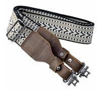 Aisin Gioro Slings, 2" Wide Weave Cotton Slings with Double Layer Crazy Horse Leather Ends(Retro green weave)