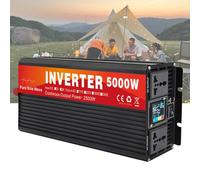 AISINILALAO 5000W Multifunctional Output Pure Sine Wave Power Inverter 12V/24V/48V/60V/72V DC To 110V/220V AC Converter,with 2 AC Outlets Outdoor Off-Grid Solar Inverter,DC 72V,AC 110V
