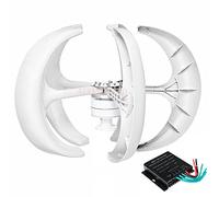 AISINILALAO 6000W Vertical Wind Generator,12V 24V 48V Vertical Axis Wind Turbine with Controller for Home Use No Noise 5 Blades (White),48V