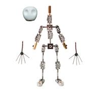 AISINILALAO Stop Motion Armature Skeleton,Adjustable Metal Frame for Stop Motion Animation Figures, with Hands And Skull DIY Character Modeling Support (12Cm-20Cm),13cm