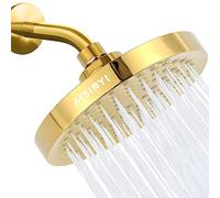 AISINYI High Pressure Rain Shower Head 6 Inch Luxury Modern Shower Head with Perfect Adjustable Replacement, Removable Restrictor, Easy Installation for Your Bathroom Shower Heads (Deluxe Gold)