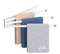 AISINYI Swivel Towel Rack, 16 inch Extra Long Thickened Stainless Steel 3-Arm Towel Bar, Space Saving Wall Mounted Towel Holder, Rustproof Swing Out Towel Hanger for Bathroom, Kitchen (White)