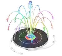 AISITIN 5.5W LED Solar Fountain Pump with Colorful Lights & 3000mAh Battery, 2025 Upgrade Solar Bird Bath Fountain Pump with Multiple Nozzle