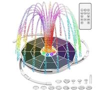 AISITIN 6.5W Solar Fountain with Light and 3000mAh Battery, Fountain Pump with Remote Control and 8 Different Solar Water Pump Nozzles, Solar Water Fountain of Bird Bath, Garden, Pond and Pool