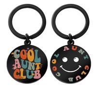 Aisity Cool Aunt Club Keychain, Stainless Steel, Black, Best Aunt Ever Gifts for Aunt, Mothers Day, Birthday, Christmas Gifts for Her/Him, Auntie