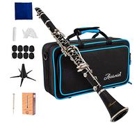 Aisiweier B-Flat Clarinet Black Ebonite Clarinet For Student Beginner, With Nickel-plated Keys,Belt, Joint Grease, White Gloves, Soft Polishing Cloth, 8 Mouthpiece Cushion, Hard clarinets