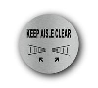 Aisle Clearance Warning Sign - 9.5x9.5cm Brushed Aluminium