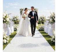 Aisle Runner: 4FT×20FT Sequin Fabric - White Wedding Sparkly Carpet Runner for Thanksgiving Day Bridal Shower Outdoor Grass Floor Indoor Rug Runner Hallway Decor