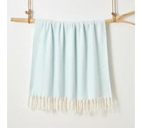 Aisling Plain Faux Mohair Throw 127 x 170cm - Luxury Super Soft Fringed Sofa Blanket, Large Size, Easy Care, Machine Washable, 100% Polyester (Duckegg)