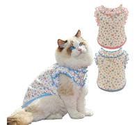 Aislor 2 Pack Floral Dog Shirts For Small Dogs Breathable Summer T-shirt With Ruffled Sleeves And D-ring Stretchy Pet Tee For Puppies Pink Blue 2XL