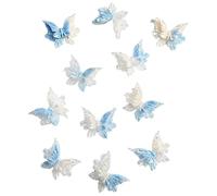 Aislor 30Pcs Butterfly Nail Stickers 3D Embossed Self Adhesive Nail Art Decals for Manicure DIY Girls Women Nail Decor Bule One Size