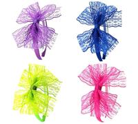 Aislor 80s Glam Christmas Headband Shimmering Lace With Oversized Bow Festive Hair Accessory For Holiday Photo Shoots Purple Blue Green Hot Pink One Size