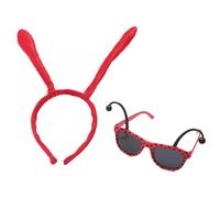 Aislor Ant Bee Antenna Headbands With Sunglasses Butterfly Cosplay Costume Accessories For Halloween Red A One Size
