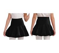 Aislor Big Girls Latin Dance Skirt with Shorts Ballroom Samba Tango Practice Dress High Waist Flared Miniskirts Black 7-8 Years