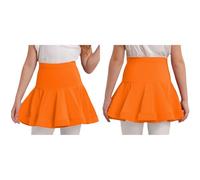 Aislor Big Girls Latin Dance Skirt with Shorts Ballroom Samba Tango Practice Dress High Waist Flared Miniskirts Orange 13-14 Years