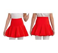 Aislor Big Girls Latin Dance Skirt with Shorts Ballroom Samba Tango Practice Dress High Waist Flared Miniskirts Red 5-6 Years