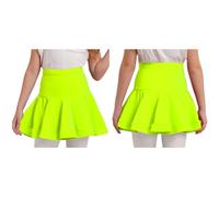 Aislor Big Girls Latin Dance Skirt with Shorts Ballroom Samba Tango Practice Dress High Waist Flared Miniskirts Fluorescent Green 11-12 Years