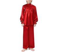 Aislor Boys Liturgical Praise Dance Costume Tunic Top with Wide-Leg Pants Lyrical Church Choir Robe Worship Clothes Red 7-8 Years
