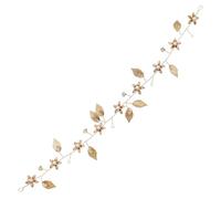 Aislor Bride Gold Leaf Headpiece Rhinestone and Faux Pearl Hairband for Wedding Women Elegant Party Accessory Shimmering Headwear Gold One Size