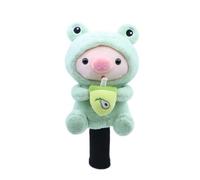Aislor Cartoon Milk Tea Pig-Shaped Golf Club Head Covers, Lovely and Eye-Catching, All-Round Club Protection, The Focus on the Social Golf Course, Green Driver One Size