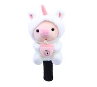 Aislor Cartoon Milk Tea Pig-Shaped Golf Club Head Covers, Lovely and Eye-Catching, All-Round Club Protection, The Focus on the Social Golf Course, White Driver One Size