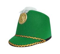 Aislor Children Drum Major Hat with Feather Marching Band Hat Costume Accessories for Party Performance Role Play Green A One Size