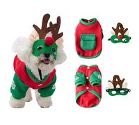 Aislor Cozy Dog Elf Costume With Eye Mask Festive Two Sleeve Christmas Sweater For Small Medium Large Pets Holiday Party Type A XL