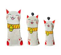 Aislor Cute Lucky Cat Golf Headcover Waterproof Protector Fit Driver Fairway Hybrid Club Men Women Junior 3Pcs/Set One Size