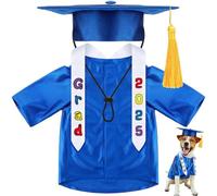 Aislor Dog Graduation Gown And Cap With Gold Tassel Adjustable Pet Graduation Costume For Holiday Party Photo Shoot Royal Blue L