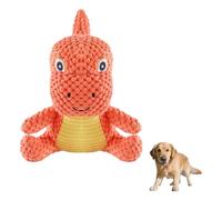 Aislor Durable Dinosaur Squeaky Dog Toy For Aggressive Chewers Plush Chew With Squeaker And Crinkle Paper For Puppy Anxiety Relief Orange One Size