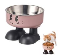Aislor Elevated Cat Bowl Stand With Removable Stainless Steel Dishes Cute Non-slip Pet Bowl For Healthy Eating Pink One Size