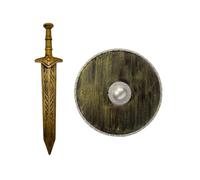 Aislor Halloween Knight Costume Props for Adults Viking Shield 2 Pcs with Gold Sword One Size