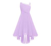 Aislor Junior Girls Bridesmaid Dress Chiffon Sequined High Low Dress Wedding Formal Party Evening Gown Lavender 15-16 Years