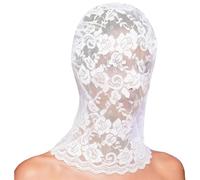 Aislor Lace Masquerade Full Face Veil Mask Gothic Hollow Out See Through Hood Head Cover Party Eyemask For Women White One Size
